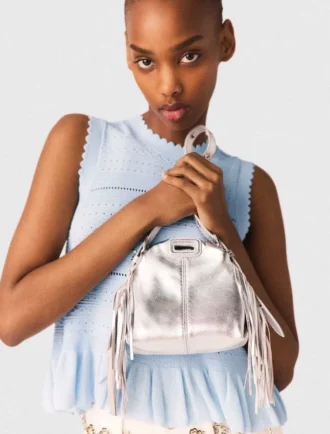 Bolso micro Miss M de piel metalizada