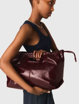 Bolso tote M de piel craquelada