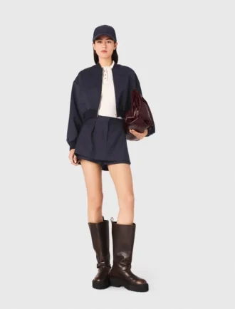 Bomber de mezcla de lana con cremallera