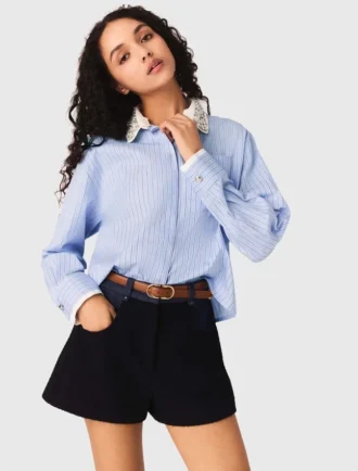 Camisa con cuello de joya desmontable