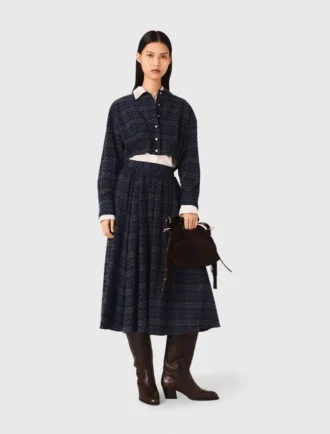 Camisa corta a cuadros con pedrería
