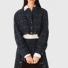 Camisa corta a cuadros con pedrería Camisa corta a cuadros con pedrería