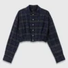Camisa corta a cuadros con pedrería Camisa corta a cuadros con pedrería