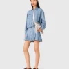 Camisa corta de denim con pedrería
