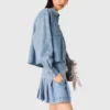 Camisa corta de denim con pedrería