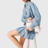 Camisa corta de denim con pedrería