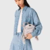 Camisa corta de denim con pedrería