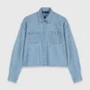 Camisa corta de denim con pedrería