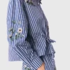 Camisa corta de rayas bordadas