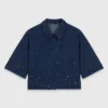Camisa vaquera corta bordada
