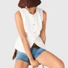 Chaqueta bordada de mezcla de lino