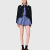 Chaqueta corta de tweed, cuello desmontable