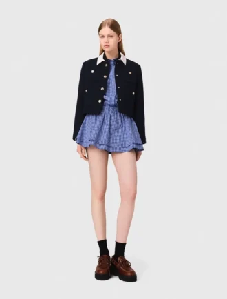 Chaqueta corta de tweed, cuello desmontable