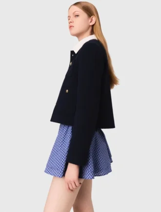 Chaqueta corta de tweed, cuello desmontable