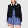 Chaqueta corta de tweed, cuello desmontable