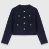Chaqueta corta de tweed, cuello desmontable