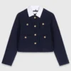 Chaqueta corta de tweed, cuello desmontable