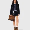 Chaqueta de bouclé y denim