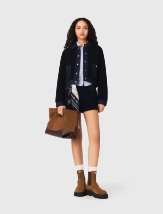Chaqueta de bouclé y denim