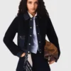 Chaqueta de bouclé y denim