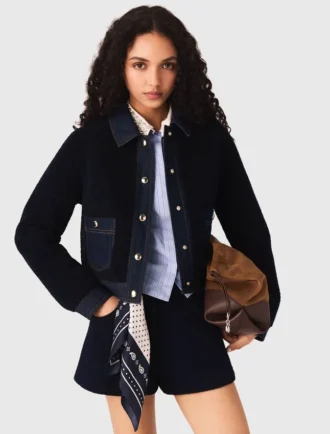 Chaqueta de bouclé y denim