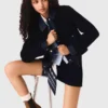 Chaqueta de bouclé y denim