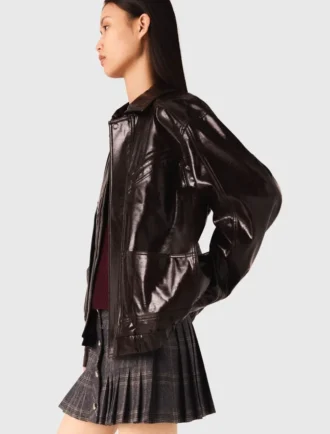 Chaqueta de piel sintética craquelada