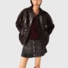 Chaqueta de piel sintética craquelada