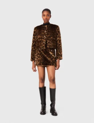 Chaqueta de piel sintética de leopardo
