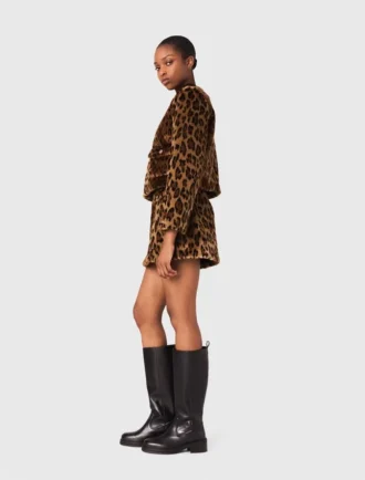 Chaqueta de piel sintética de leopardo