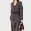 Chaqueta de traje a cuadros con cinturón