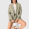 Chaqueta de traje de mezcla de lino