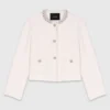 Chaqueta de tweed con ribete de perlas