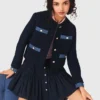 Chaqueta de tweed con ribetes de denim