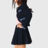 Chaqueta de tweed con ribetes de denim