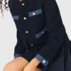 Chaqueta de tweed con ribetes de denim