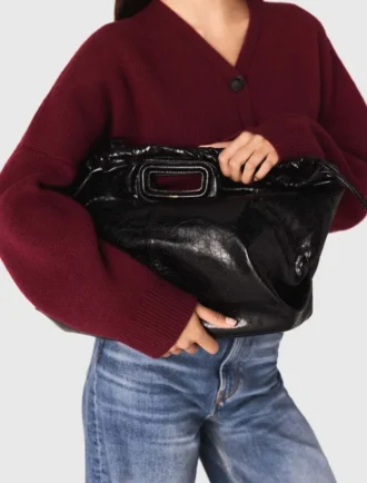 Bolso tote M de piel craquelada