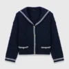 Cárdigan de punto trenzado con cuello barco Cárdigan de punto trenzado con cuello barco
