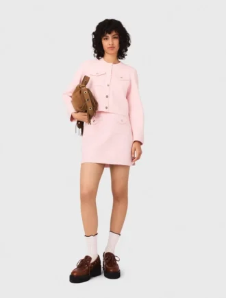 Falda corta de punto con pespuntes