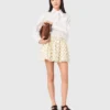 Falda estampada con ribete de zigzag
