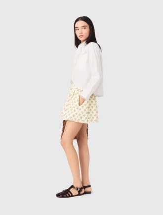 Falda estampada con ribete de zigzag