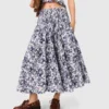 Falda larga con estampado de frutas
