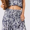 Falda larga con estampado de frutas