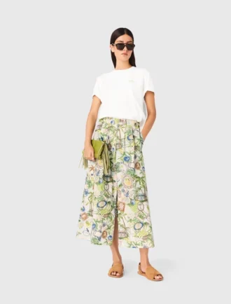 Falda larga estampada con pantalones cortos