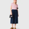 Falda midi de denim bordada