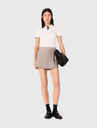 Falda-pantalón plisada con pedrería