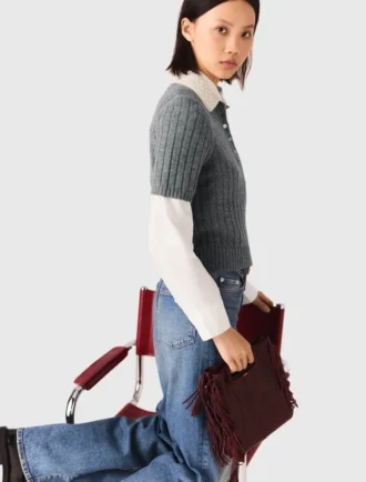 Jersey con cuello de cuentas desmontable