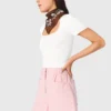 Jersey de cuello cuadrado con cuello acanalado Jersey de cuello cuadrado con cuello acanalado