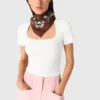 Jersey de cuello cuadrado con cuello acanalado Jersey de cuello cuadrado con cuello acanalado