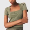 Jersey de cuello cuadrado con cuello acanalado Jersey de cuello cuadrado con cuello acanalado